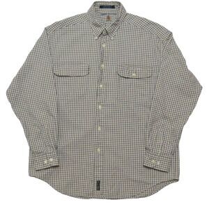 Tommy Hilfiger Sz Mens Large Button Down Long Sleeve Shirt Beige Black Check